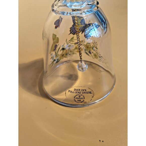 Vintage Art Crystal Glass Bell Avon Butterflies & Flowers 1990 - Picture 9 of 12
